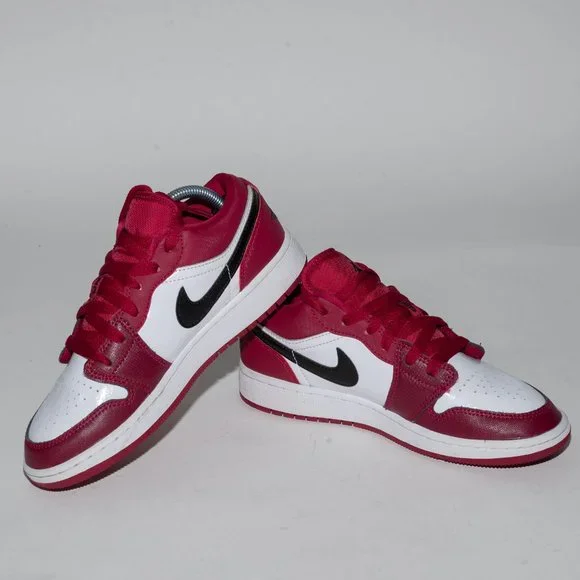 Nike Air Jordan 1 Low Youth Size 4.5Y Women's 6 Noble Red Black White 553560-604